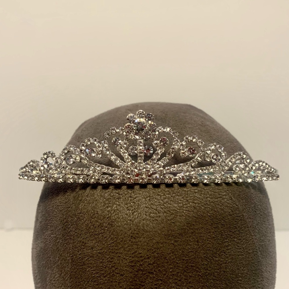 Silver Tiara with Rhinestones, for Quinceanera/Sweet Sixteen
